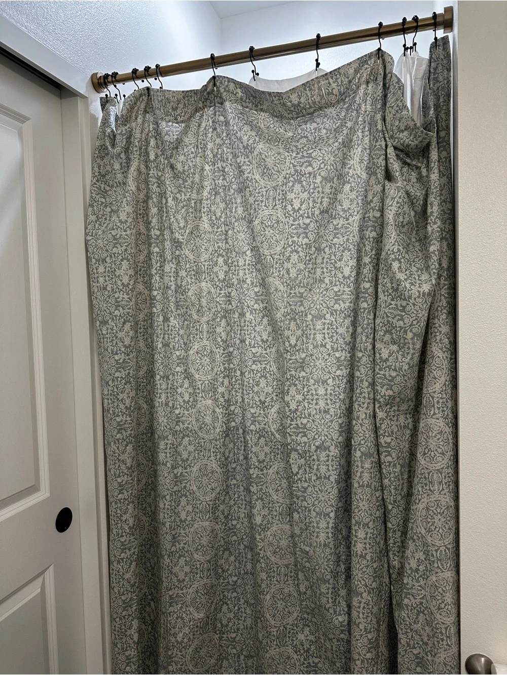 [Pottery Barn] Paisley Jacquard Curtain Panel in Blue and Cream